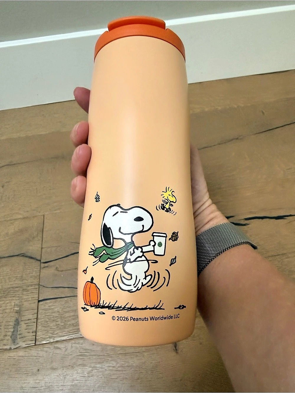 NWT Starbucks x Peanuts Snoopy Pumpkin 16oz Stainless Steel Tumbler with Charm